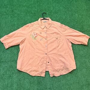 Vintage Embroidered Floral Button-Up Shirt